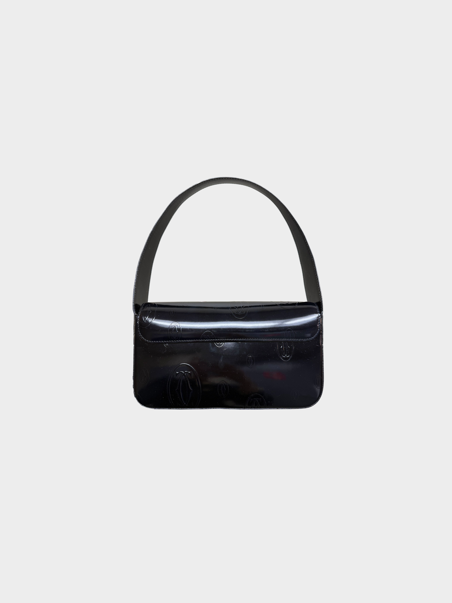 Cartier 2000s Onyx Black Patent Calfskin Happy Birthday Shoulder Bag