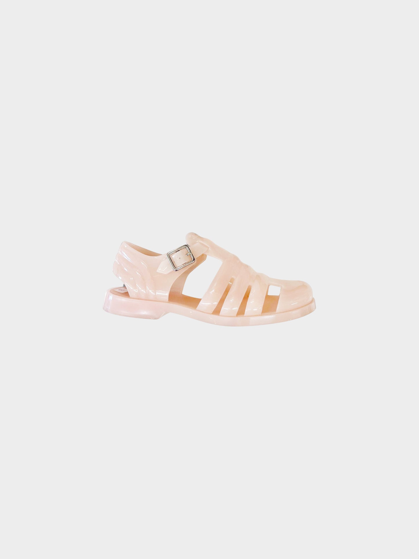 Chanel 2012 Peach Jelly CC Sandals with Silver Buckles