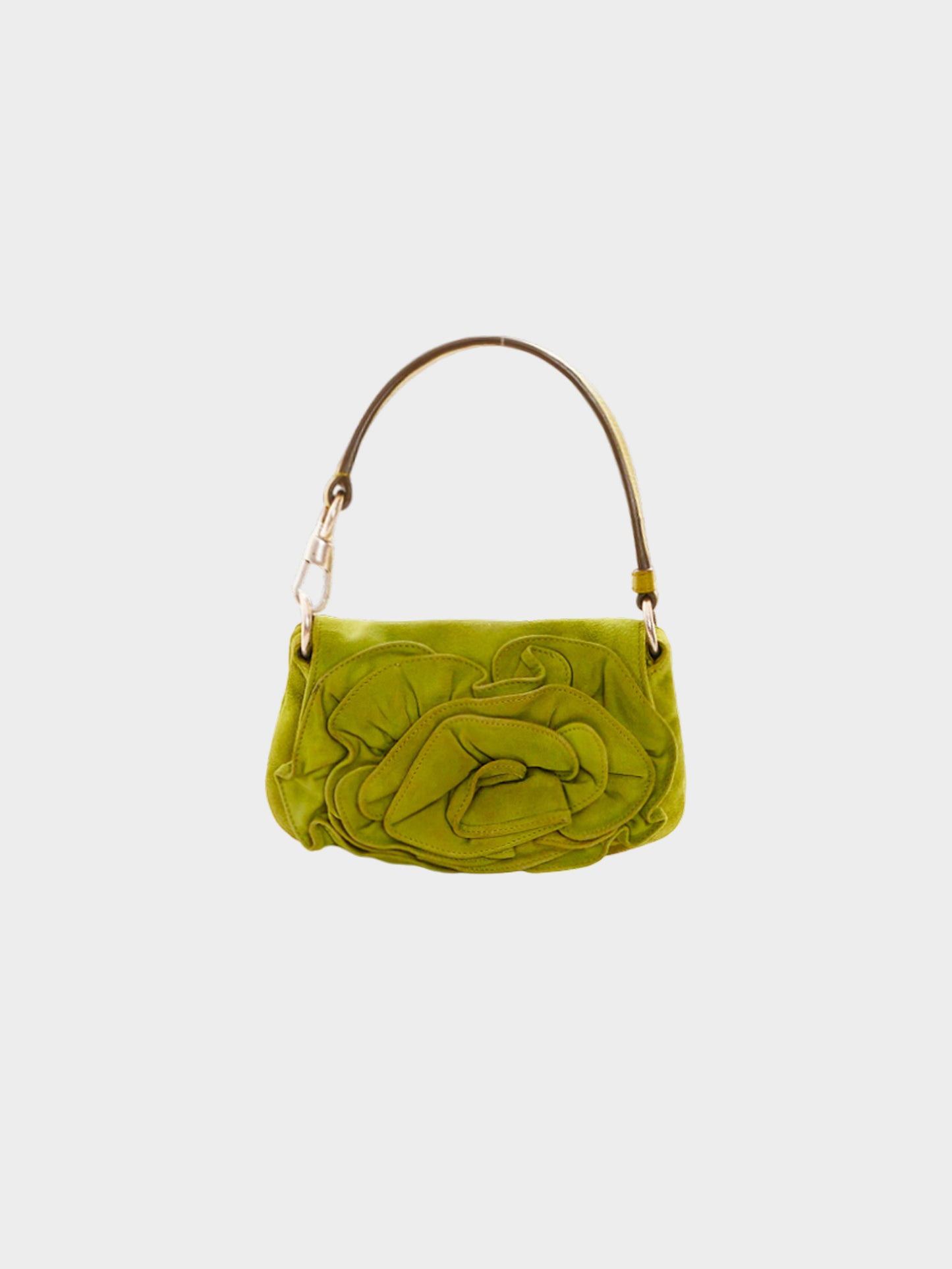 Yves Saint Laurent by Tom Ford FW 2003 Green Suede Nadja Rosette Bag
