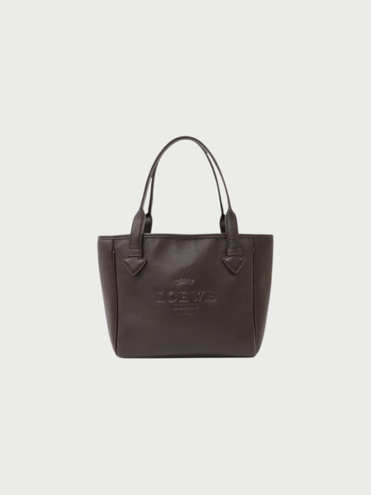 Loewe 2000s Dark Brown Leather Heritage Handbag