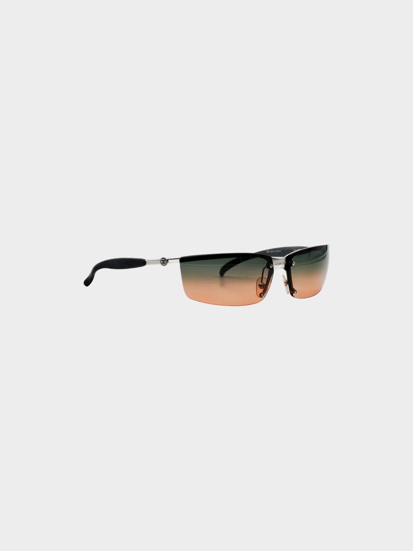Chanel by Karl Lagerfeld 2000s Brown and Grey Rimless Sunglasses