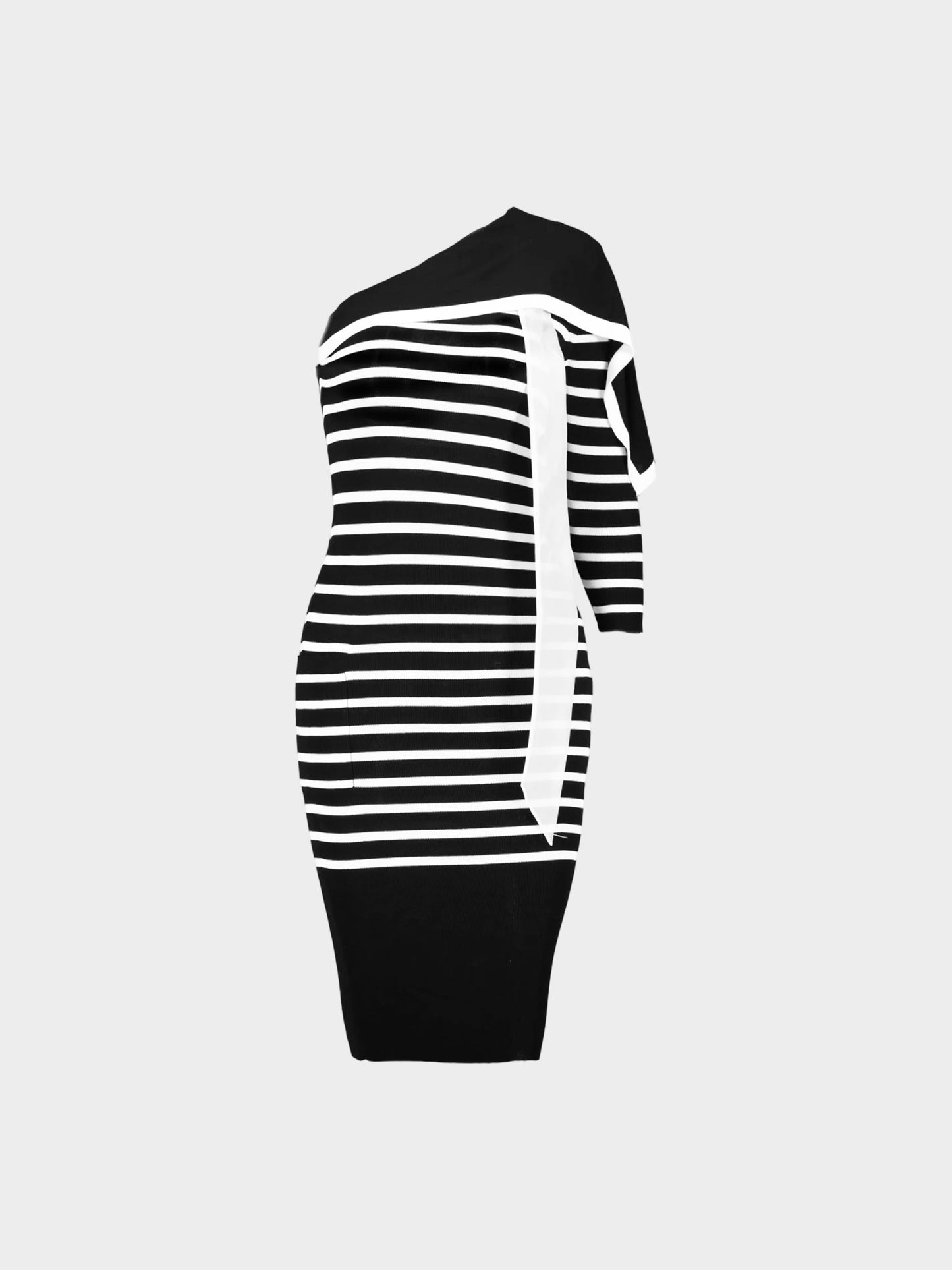 Jean Paul Gaultier 2010 Black and White One-Shoulder Sailor Dress