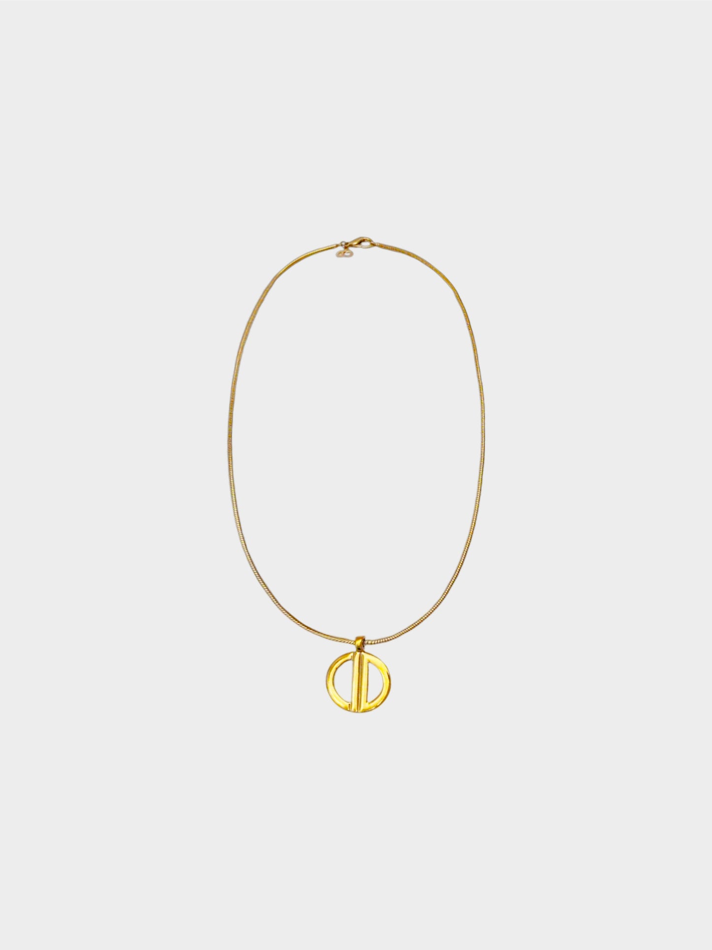 Christian Dior 1990s Gold CD Round Pendant Necklace