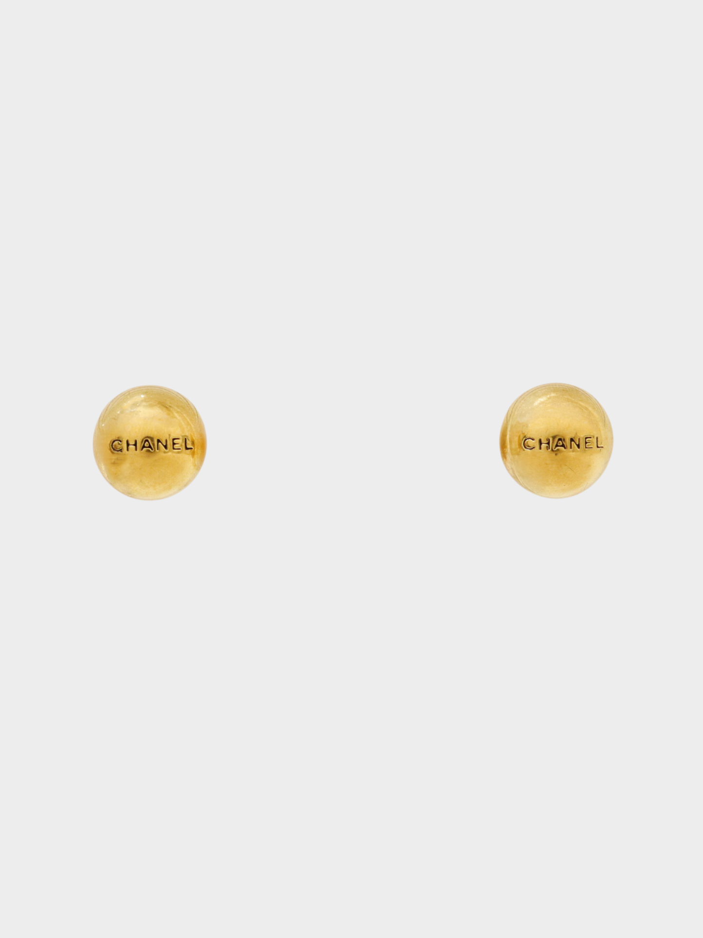 Chanel 2000s Gold Plated Metal Logo Earrings