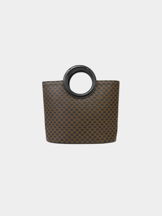 Celine 1990s Black Macadam PVC Leather Handle Tote Bag