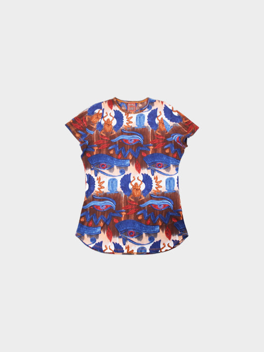 Jean Paul Gaultier Spring 1997 Eye of Horus Tattoo Print Top