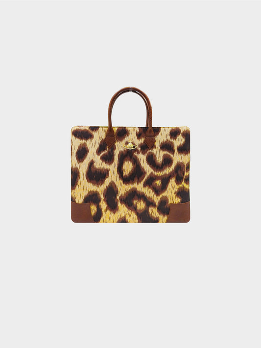 Vivienne Westwood 1990s Leopard Print Canvas Handbag