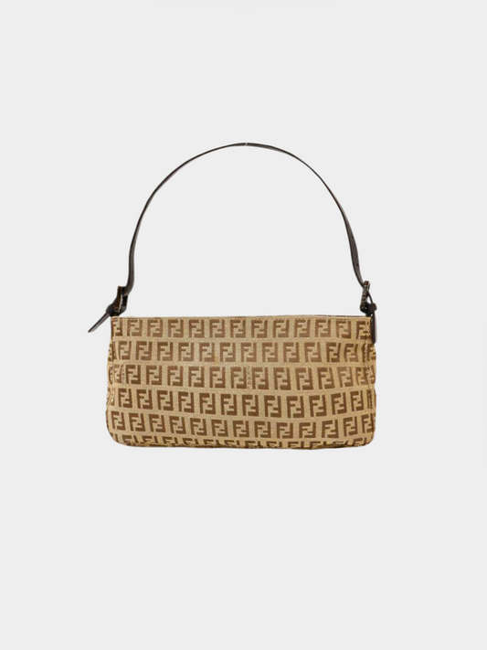 Fendi 2000s Brown Zucchino Monogram Shoulder Bag