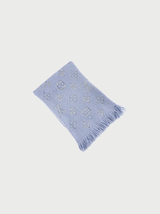 Louis Vuitton 2017 Blue Wool Logomania Shine Muffler Scarf