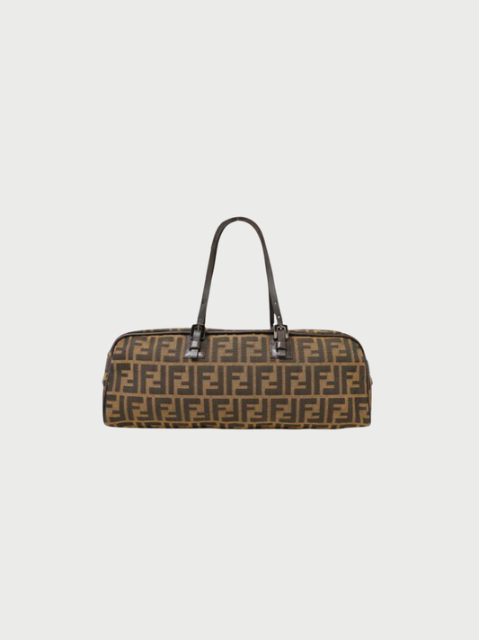 Fendi 2000s Brown Canvas Leather Zucca Handbag