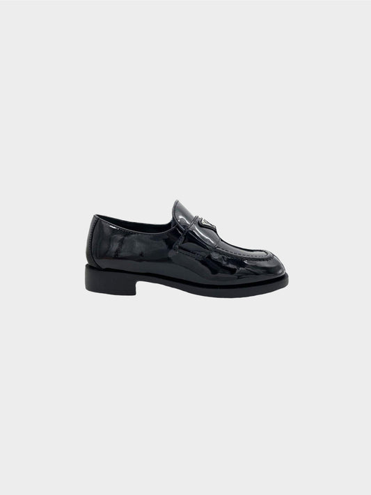 Prada 2020s Black Chocolate Patent Leather Loafer