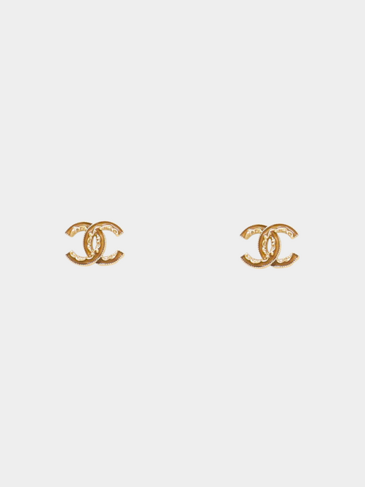 Chanel 2000s Gold CC Stud Earrings