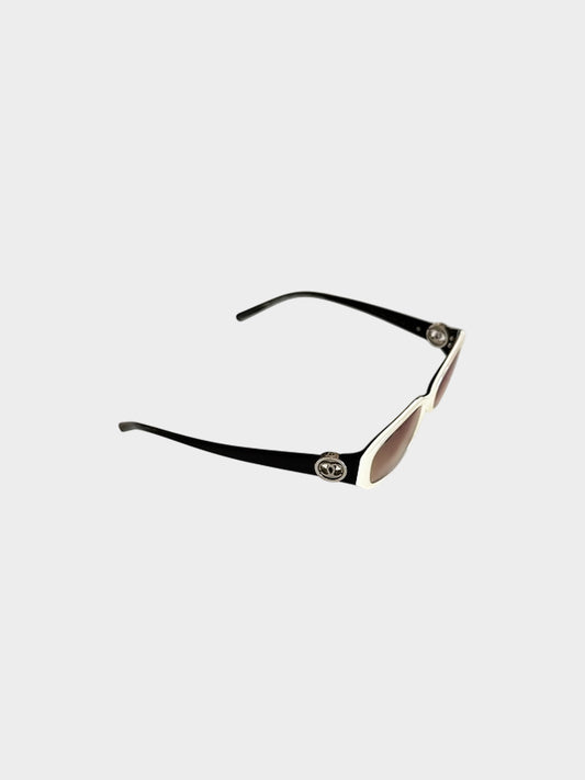 Chanel 2000s Bi-color CC Narrow Oval Glasses