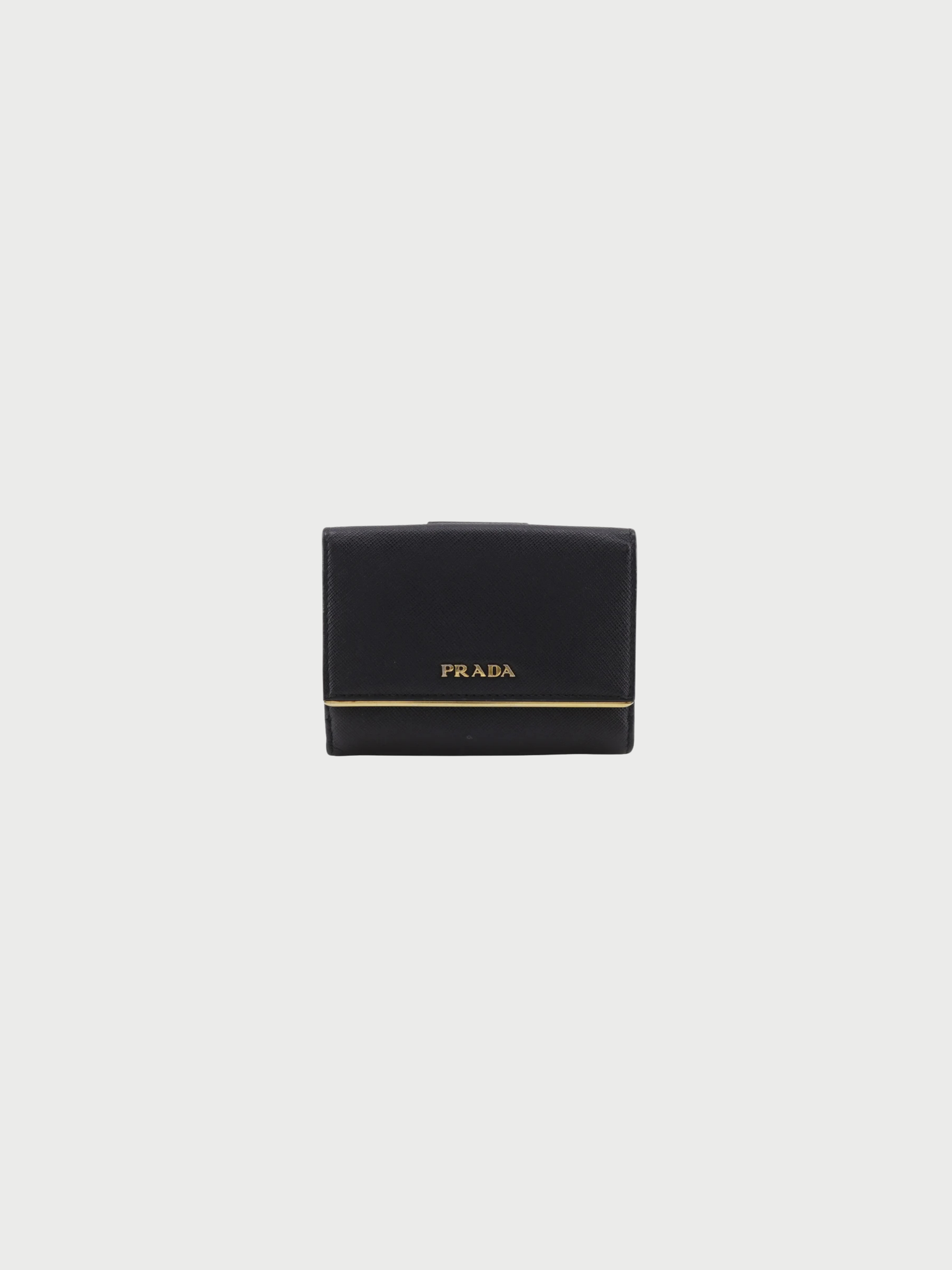 Prada 2000s Black Saffiano Logo Bi-Fold Wallet