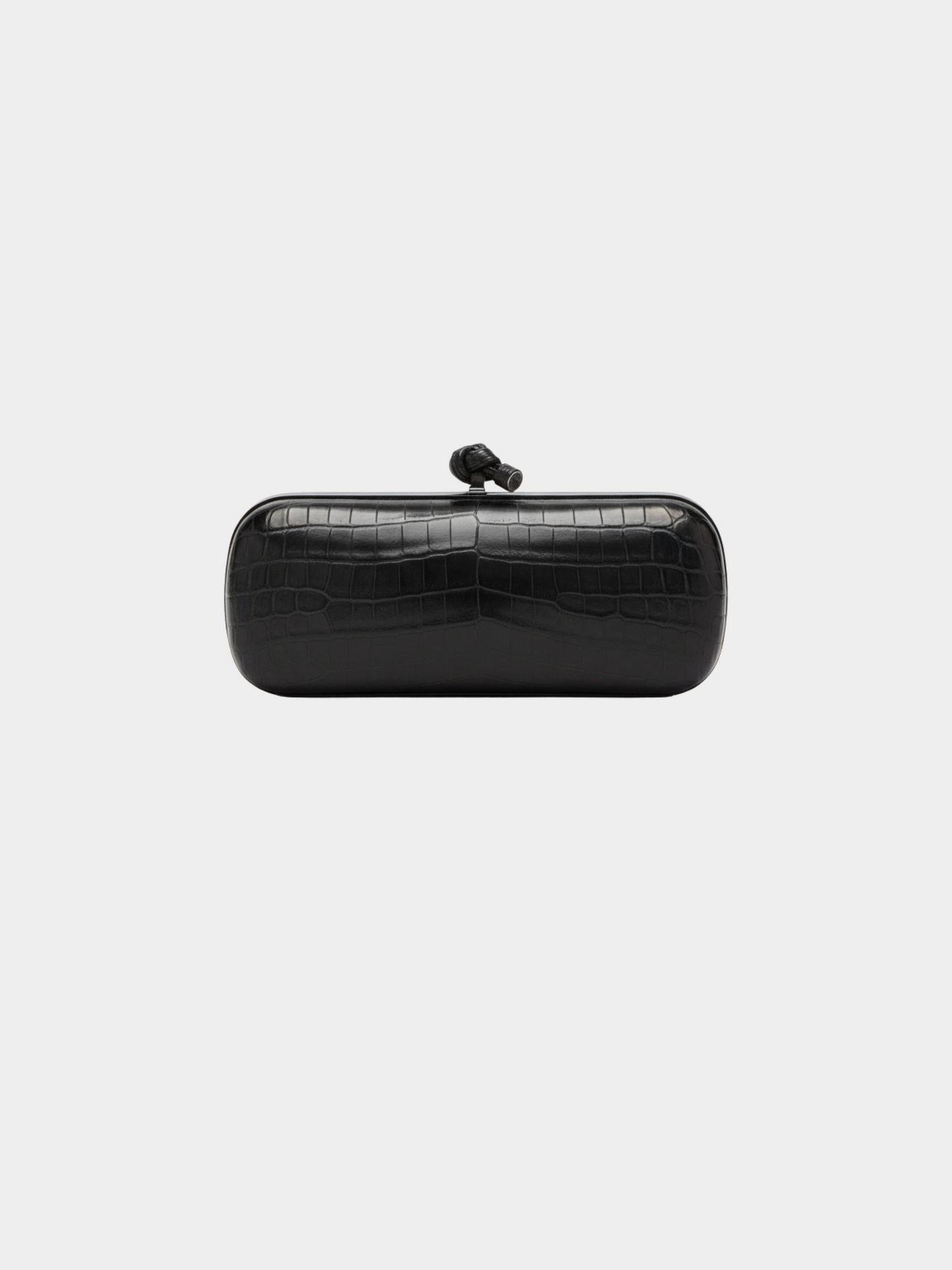 Bottega Veneta 2010s Black Crocodile Knot Evening Clutch