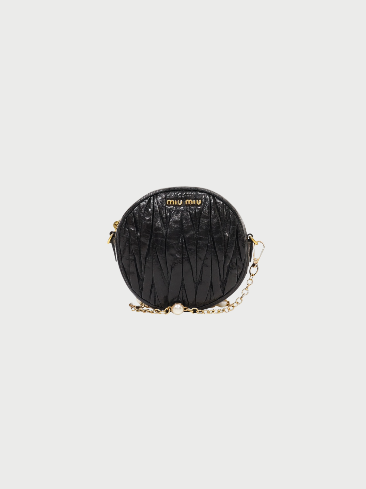 Miu Miu 2020s Black Leather Matelassé Chain Shoulder Bag