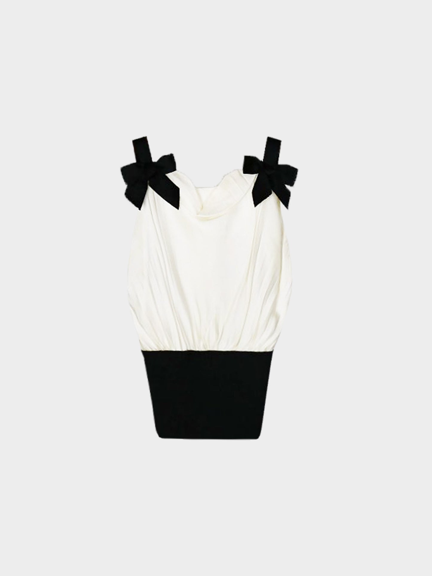 Chanel SS 2005 Two-tone Silk Top with Ribbons