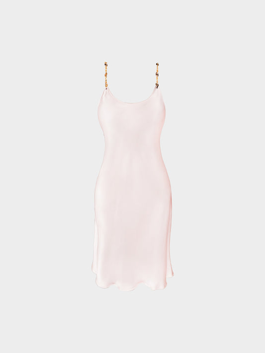 Paco Rabanne 2019 Light Pink Polyester Scoop Neck Slip Dress
