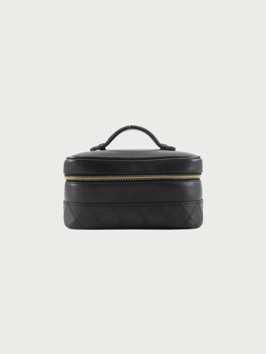 Chanel 1990s Black Calfskin Bicolore Vanity Bag