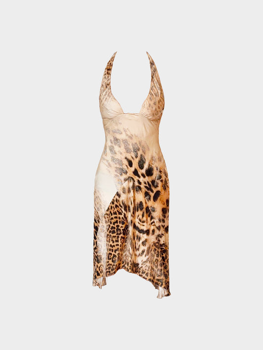 Roberto Cavalli SS 2002 Leopard Print Halter Dress