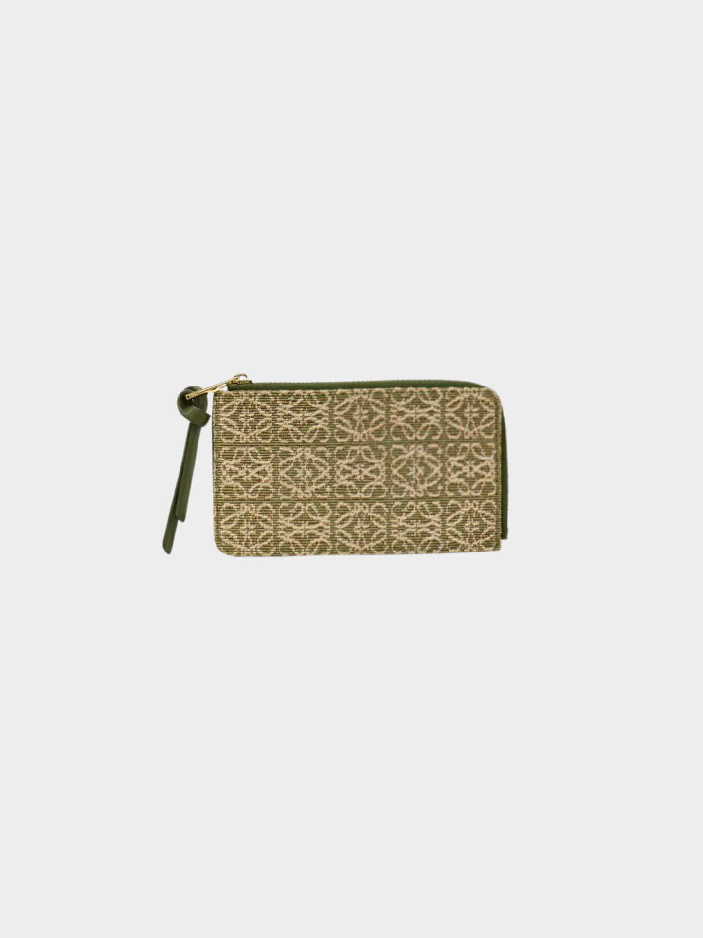 Loewe 2000s Green Anagram Jacquard Canvas and Leather Fragment Case