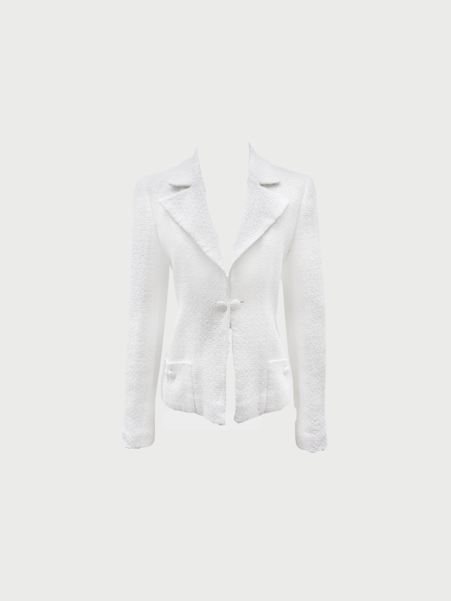 Chanel 2009 White Tweed Jacket with Silver Thread
