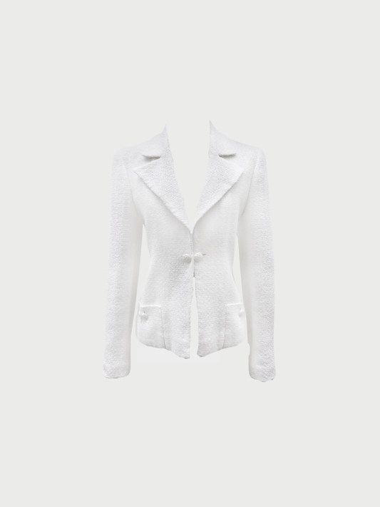 Chanel 2009 White Tweed Jacket with Silver Thread