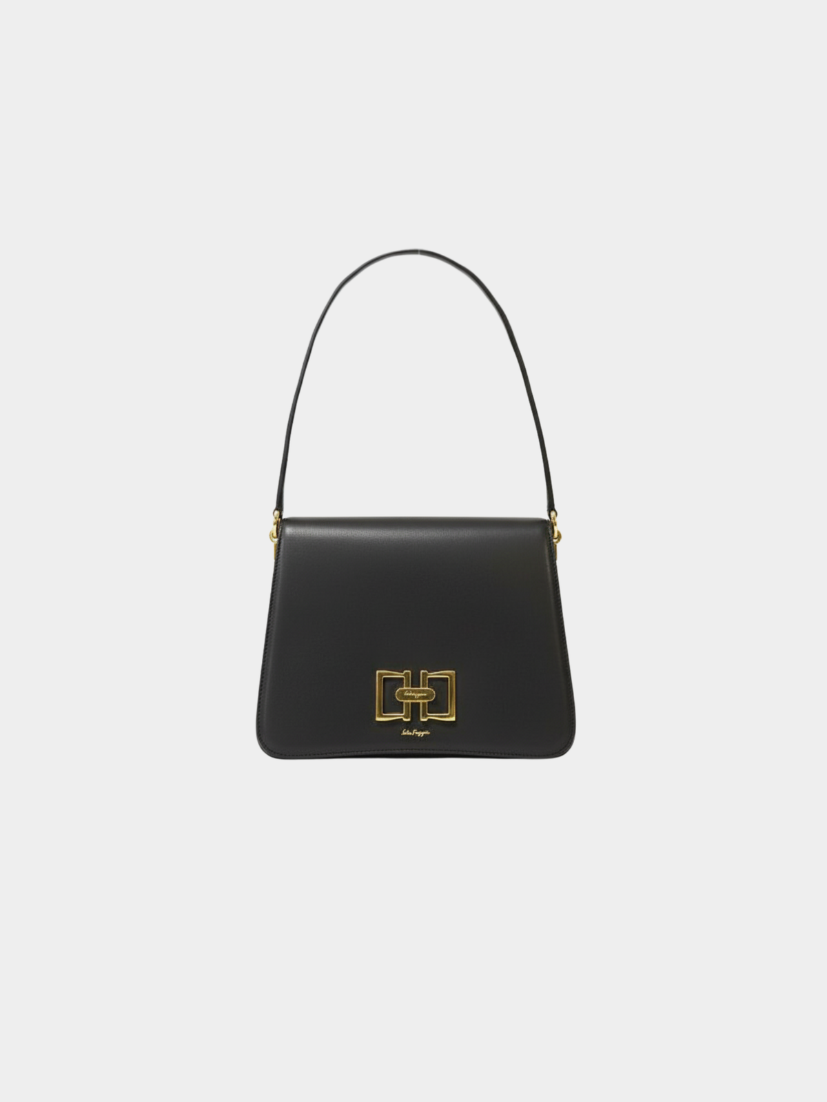 Salvatore Ferragamo 2000s Black Leather Logo Hardware One-Shoulder Bag