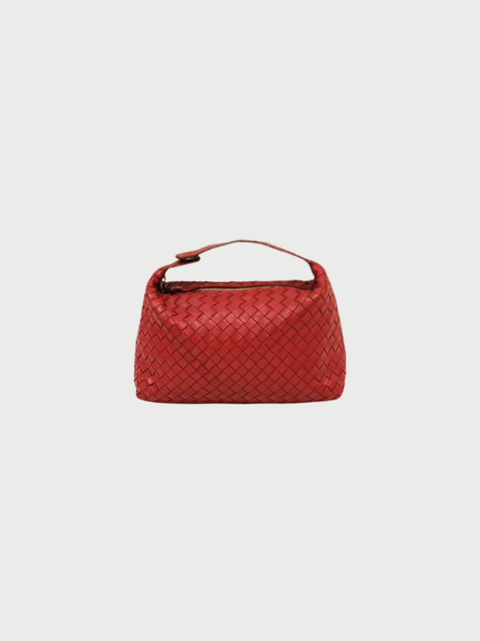 Bottega Veneta 2000s Red Leather Intrecciato Mini Handbag