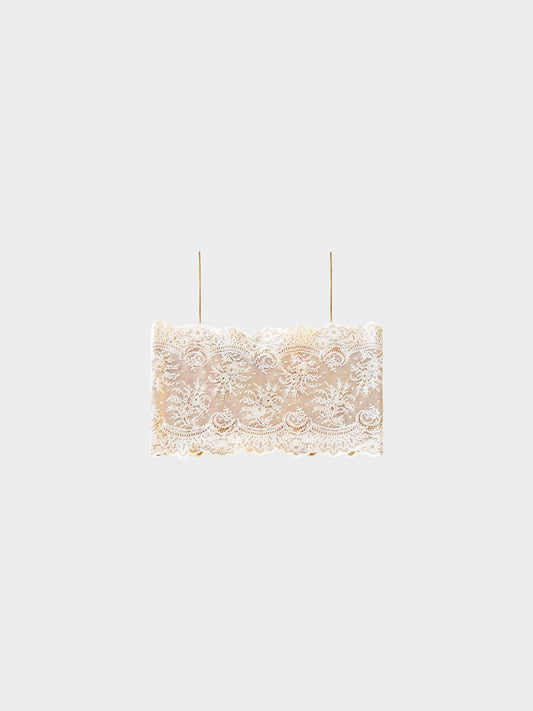 Chloe 2000s Beige Floral Lace Cropped Cami Top