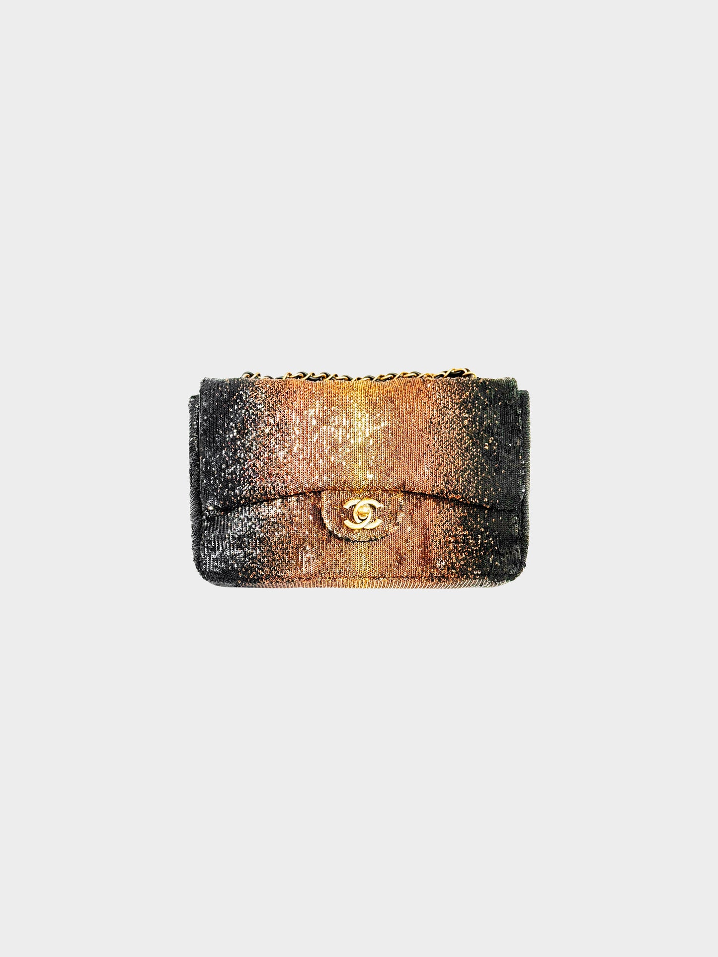 Chanel 2017-2018 Black and Brown Ombre Sequin Medium Classic Single Flap Bag