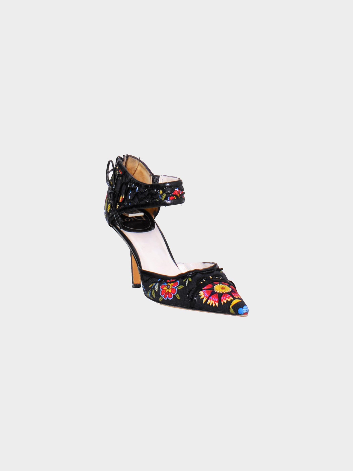 Christian Dior SS 2002 Black Floral Printed Canvas Pumps