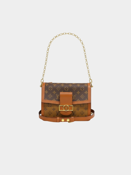 Louis Vuitton 2020s Brown Monogram Reverse Dauphine MM Shoulder Bag