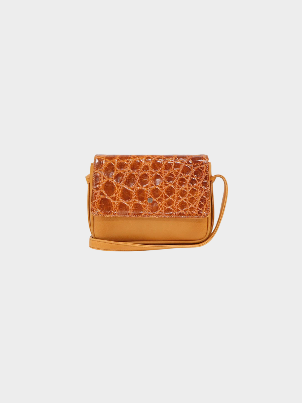 Loewe 2000s Brown Croc-Embossed Leather Anagram Shoulder Bag
