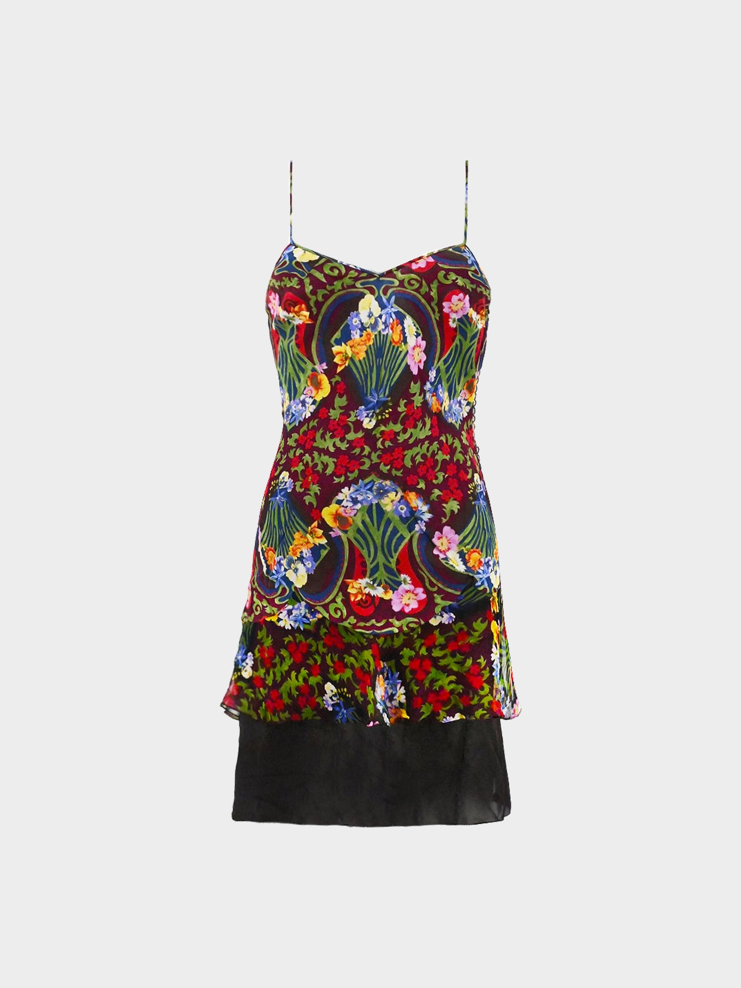 Christian Dior by John Galliano FW 2005-2006 Multicolor Floral Printed Crepe Mini Dress