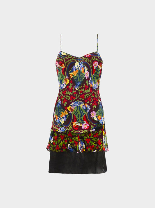Christian Dior by John Galliano FW 2005-2006 Multicolor Floral Printed Crepe Mini Dress