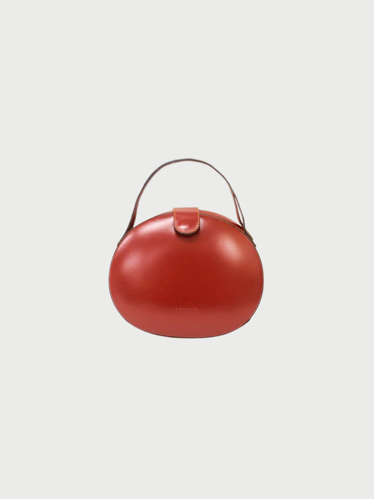 Loewe 2000s Red Anagram Leather Round Handbag
