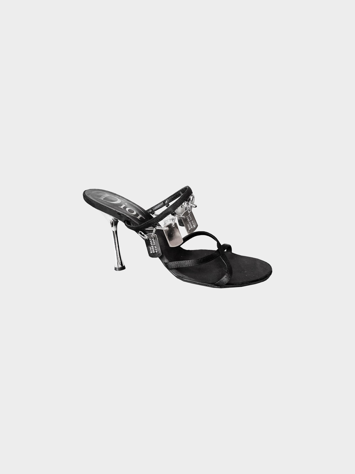 Christian Dior by John Galliano 2004 Black Satin and Dog tag Heels