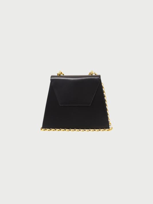 Celine 2010s Black Leather Chain Shoulder Bag