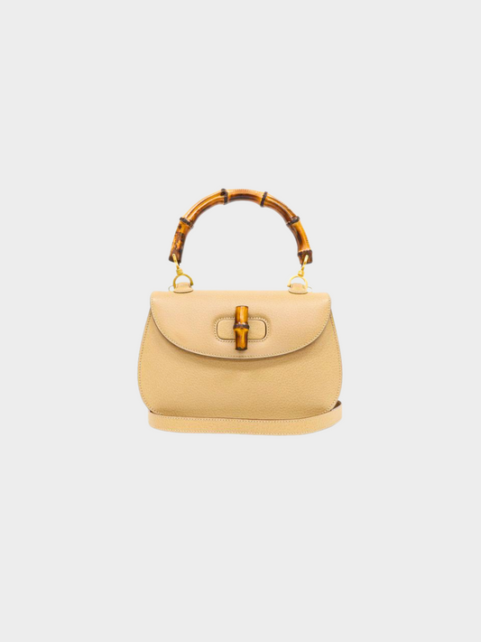 Gucci 1990s Beige Bamboo 1947 Two-way Bag