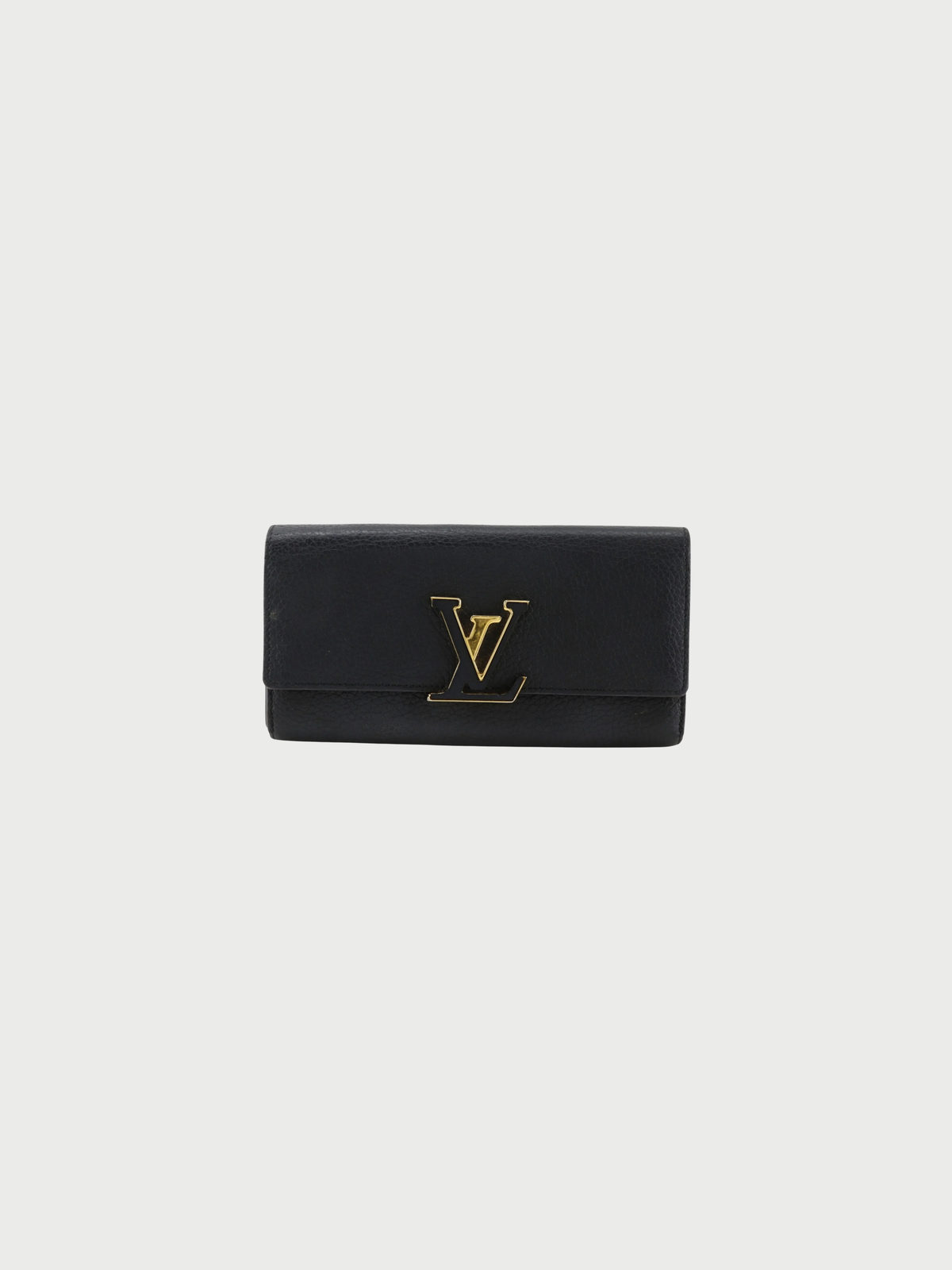 Louis Vuitton 2010s Black Taurillon Leather Portefeuille Capucines Wallet