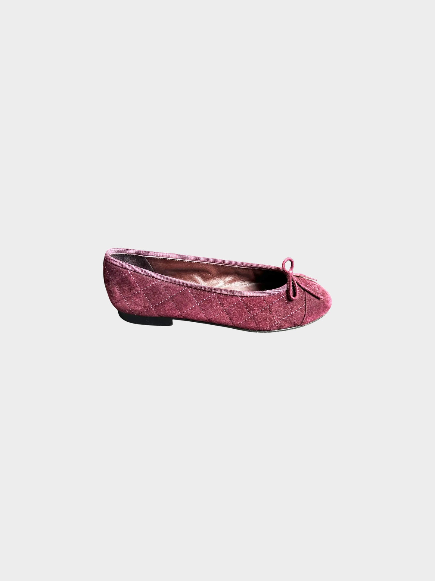 Chanel 2000s Burgundy Suede CC Ballerina Flats