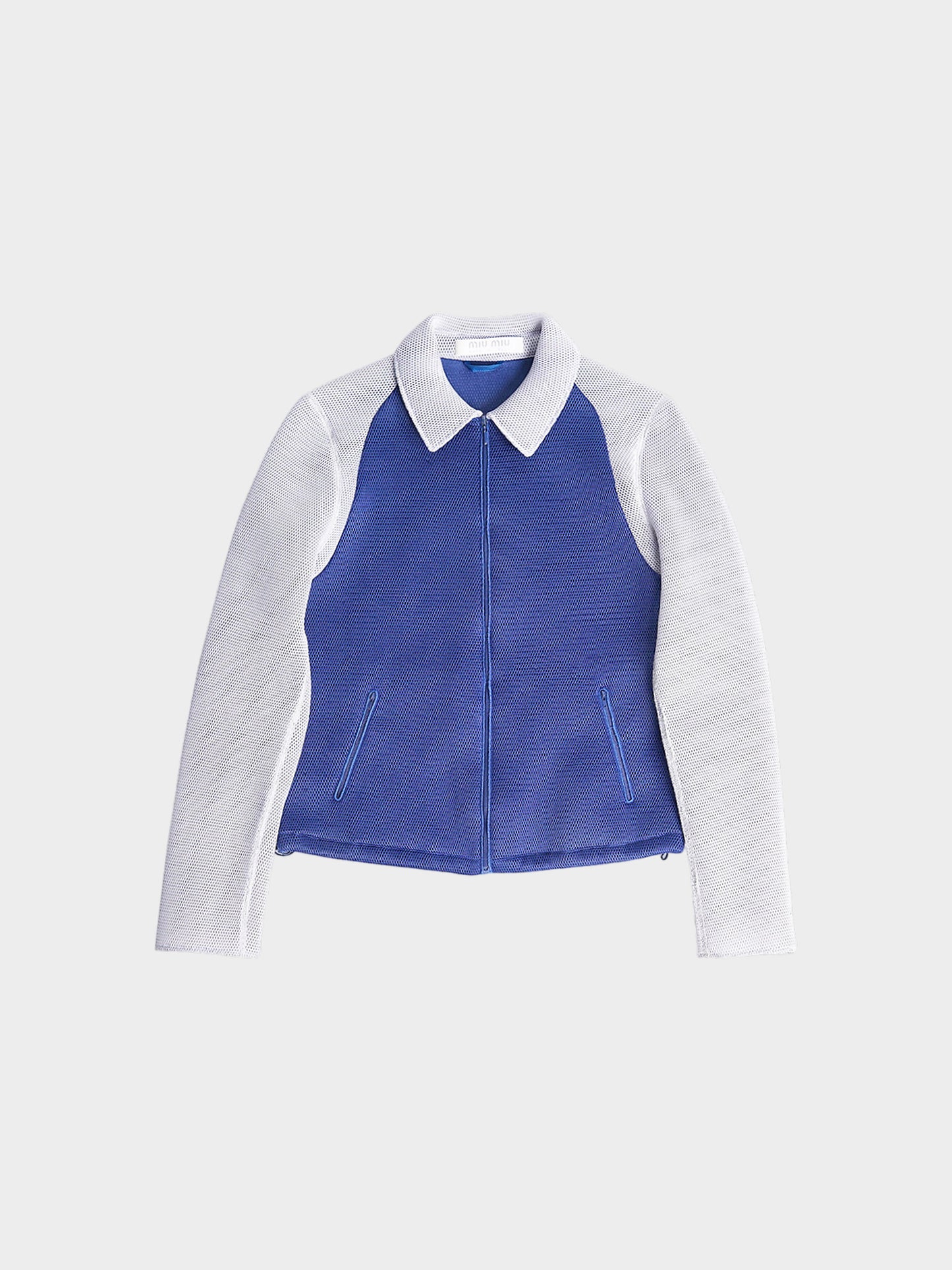 Miu Miu SS 1999 Grey and Blue Nylon Mesh Jacket