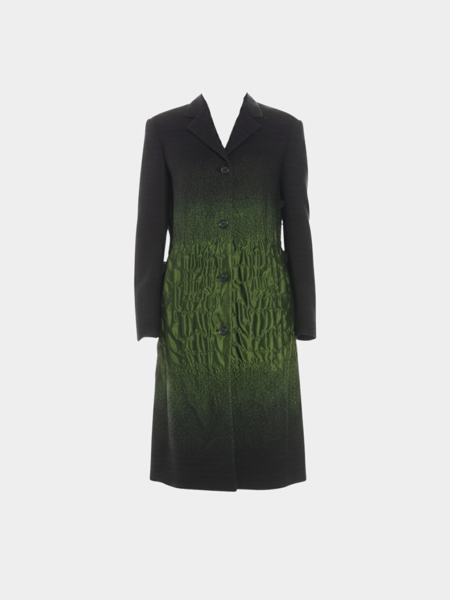 Prada AW 2007 Green Ombre Ruched Runway Detail Coat