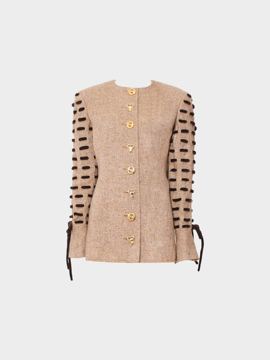 Valentino FW 1992-1993 Brown Wool and Velvet Button-down Jacket