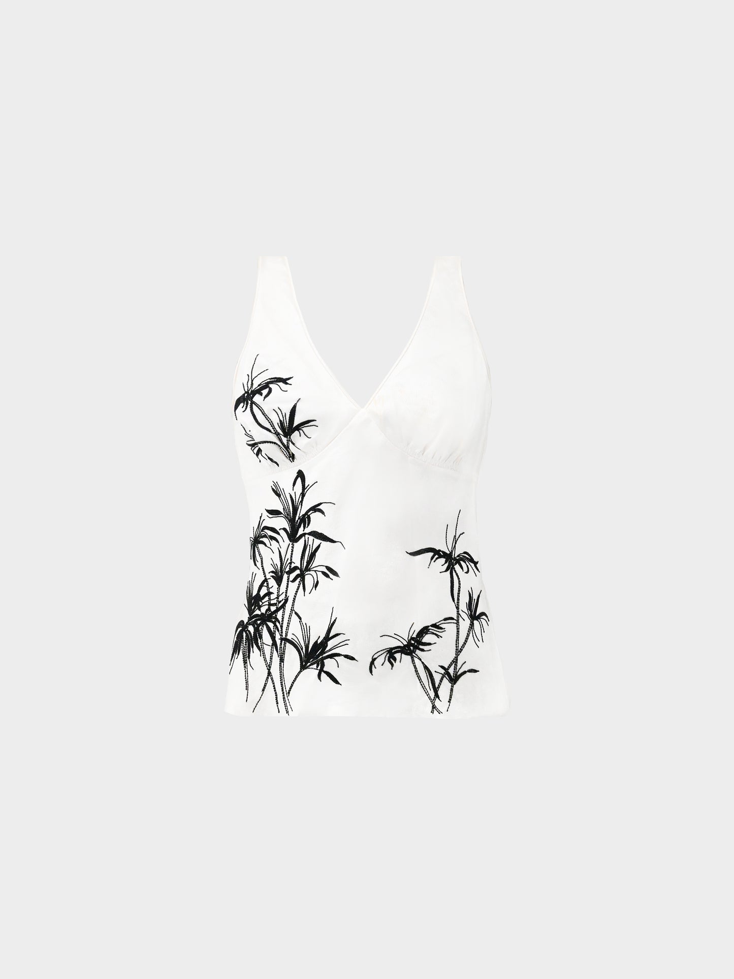 Christian Dior by John Galliano SS 2006 White Satin Beaded Plant Motif Tank Top