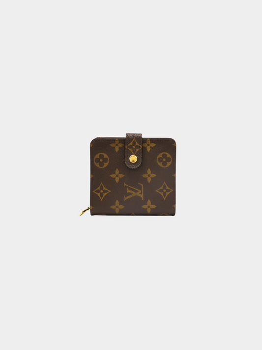 Louis Vuitton 2000s Brown PVC and Leather Monogram Compact Zip Wallet