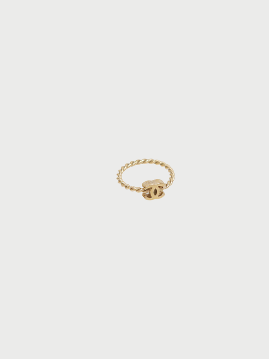 Chanel 2011 Gold Plated Metal Coco Ring