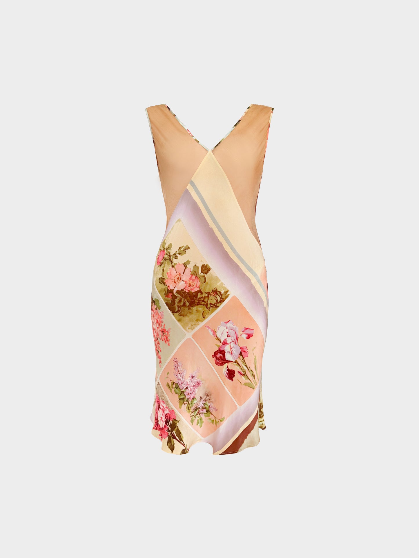 Jean Paul Gaultier SS 2001 Multicolor Floral Print Silk Dress