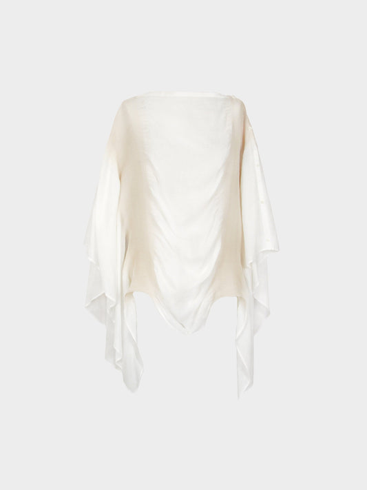 Issey Miyake Summer 2003 Ivory and Beige Cotton Poncho